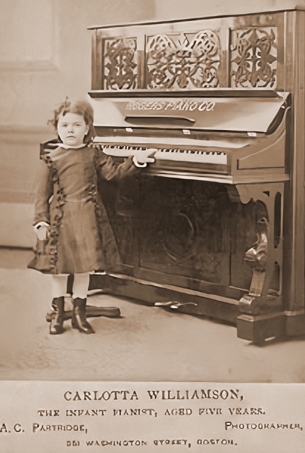 carlotta williamson, 'the infant pianist', at five.