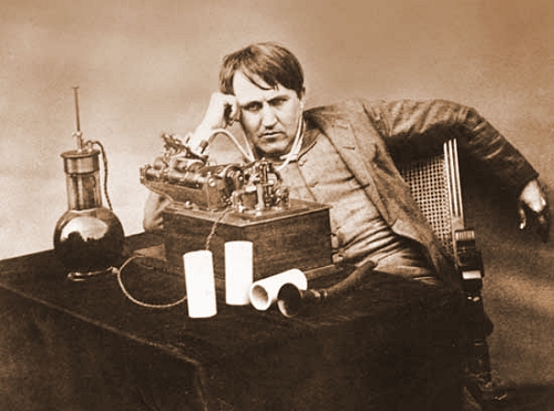 edison with a dictaphone machine
