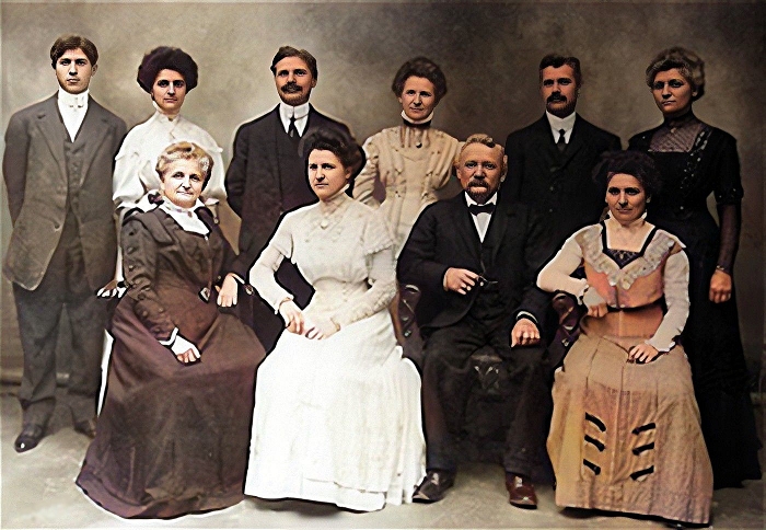 Courtesy of the Held family descendants on Ancestry. Restored and Colorized by the Author. the held family c.1905.